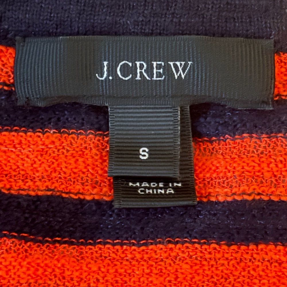 J. Crew Red and Black Striped V-Neck Cardigan Sweater with Cream Cuffs - Picture 4 of 5